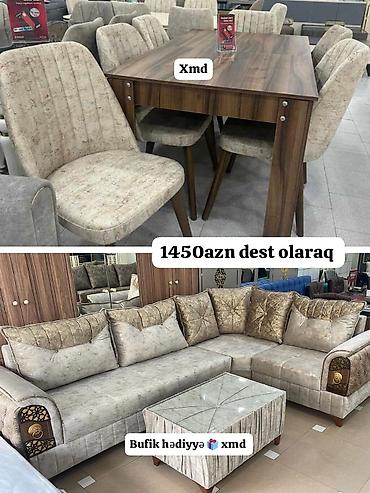 balın qiyməti: Mebel dəsti – 1450 AZN (dəst olaraq) - Yumşaq toxumalı, bej rəng — 1