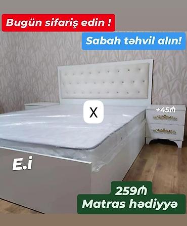 toxumluq bugda: Ağ rəngli yataq dəsti: - İki nəfərlik müasir çarpayı, yumşaq döşəməli — 1