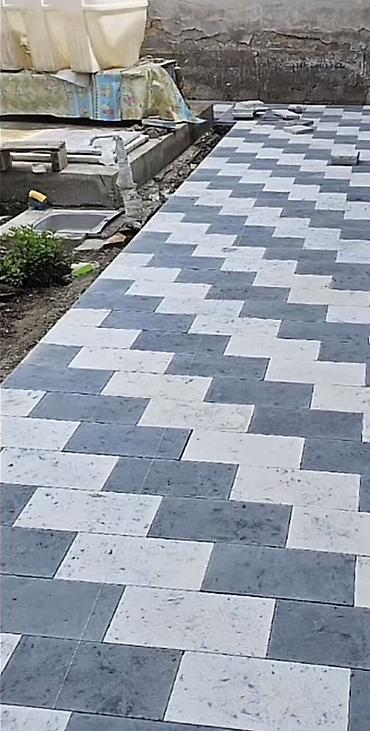 Döşəmə işləri: Tamet daşlarının vurulması,Keyfiyətli matrial peşəkar usta həyətinizin — 18