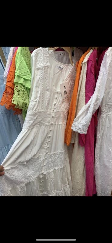 белый платья: Повседневное платье, Made in KG, Лето, Длинная модель