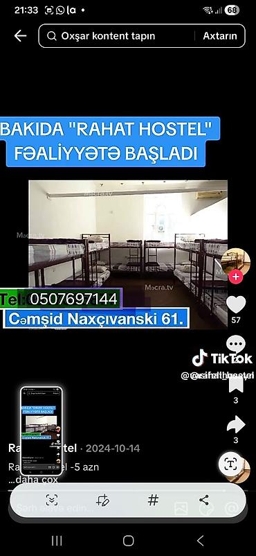 İcarəyə otel və hostellər: Rahat Hostel – Bakı Ünvan: Cəmşid Naxçıvanski 61 Xidmət -da lalafo.az — 1 İcarəyə otel və hostellər: Rahat Hostel – Bakı Ünvan: Cəmşid Naxçıvanski 61 Xidmət — 1