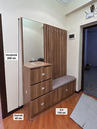 ofis dolablari: Yeni, 4 qapılı, Güzgülü, Qəhvəyi, Açılan, Düz dolab — 1