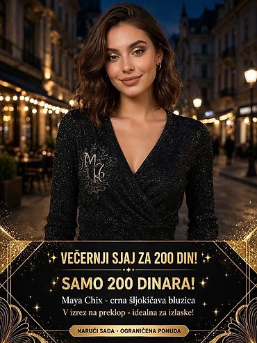 dozer za parfeme: Maya Chix – crna šljokićava bluza za večernje izlaske - Model: ženska — 1