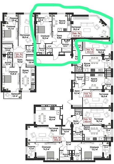 сдаю квартиру тец 2: 2 комнаты, 75 м², Технопарк Элитка, 2 этаж, ПСО (под самоотделку) — 2