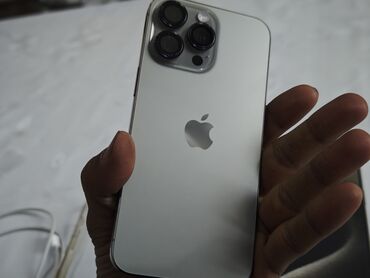 Apple iPhone: IPhone 15 Pro Max, Б/у, 256 ГБ, Серебристый, Защитное стекло, Чехол, Кабель, 100 %