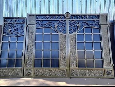 Распашные ворота: Металлические въездные ворота с калиткой. - Материал: сталь/металл — 7