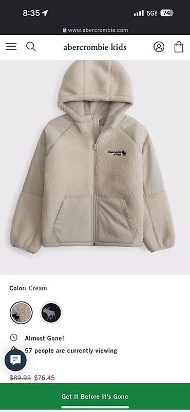 с начесом: Детская флисовая куртка Abercrombie Kids - Модель с капюшоном и — 1