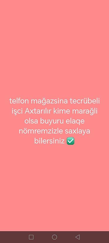 Satış məsləhətçisi tələb olunur, İstənilən yaş, Aylıq ödəniş