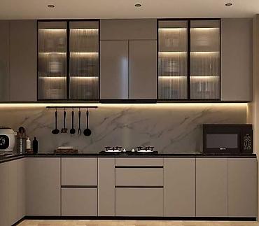 Кухонные гарнитуры: Кухонный гарнитур, цвет - Серый, МДФ — 6