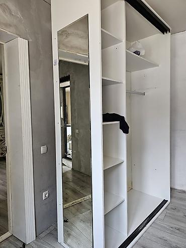 standing mirror: Шкаф-купе белого цвета с раздвижной дверью.Двери имеются размер — 2