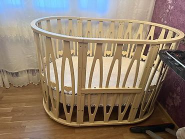 acar az: Oval formalı uşaq beşiyi - Material: ağac (açıq krem rəngində) — 2