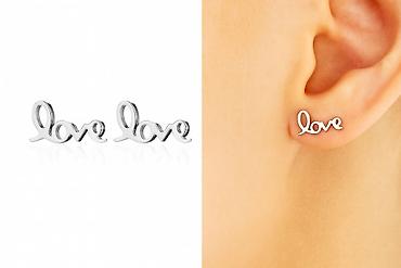 love is: Серьги сөйкөлөр - гвоздики НС в виде слова «love» — стильный и — 1