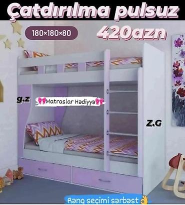 nərdivan qiymətləri: İki mərtəbəli uşaq çarpayısı - Ölçü: 180×180×80 sm - Komplekt: iki — 1