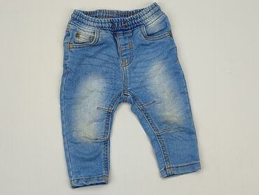 Jeansy: Spodnie jeansowe, 6-9 m, 68-74 cm, stan - Dobry