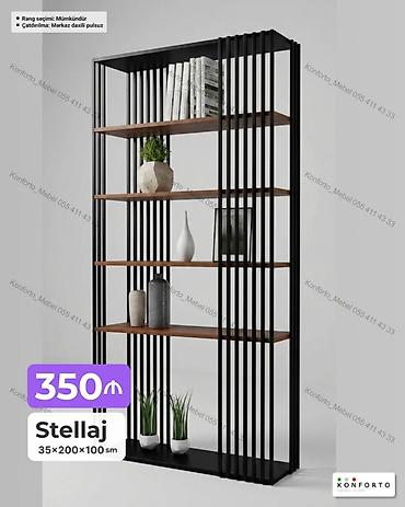 stelaj polka: Stellaj – 35×200×100 sm - Müasir dizaynlı metal karkas, taxta — 1