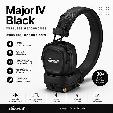 Marshall Major IV Black simsiz qulaqlıq - Güclü səs, klassik dizayn -