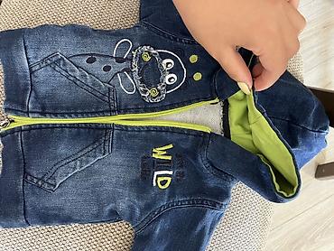 Üst geyimləri: Uşaq üçün cins jaket – kapüşonlu - Material: mavi denim (cins) xarici — 2