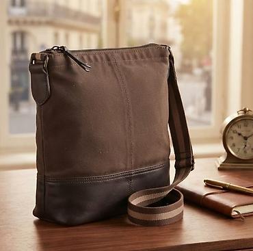 bele tašne: Torba preko ramena – platno i prirodna koža - Materijal: gornji deo — 1