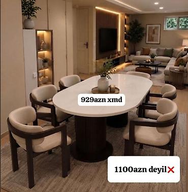 isdol usdul: - Yemək dəsti: 1 ədəd oval yemək masası + 6 ədəd yumşaq oturacaqlı — 1
