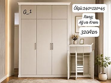 refli: G_1 modellli üç qapılı paltar şkafı - Ölçü: 240×120×45 sm - Rəng: ağ — 1