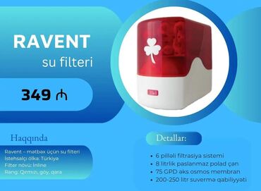 Su filtrləri: Puretech su filtrləri üçün kartriclər dəsti. Dəstdə 3 önləyici filtr — 34
