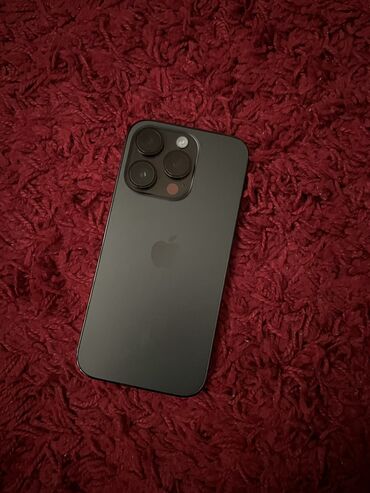 телефон сат: IPhone 14 Pro, Б/у, 128 ГБ, Black Titanium, Зарядное устройство, Чехол, Коробка, 91 %