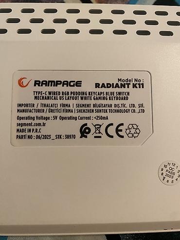 Masaüstü kompüterlər və komponentlər: Rampage Radiant K11 kompak tənzimlənən RGB işıqlı klaviatura blue — 5