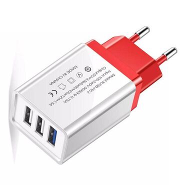 блоки питания power supply: Зарядное устройство на 3 USB порта, евровилка, адаптер питания
