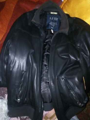 spider jakna: Leather jacket Genuine leather, 2XS (EU 44), Emporio Armani, color - Black