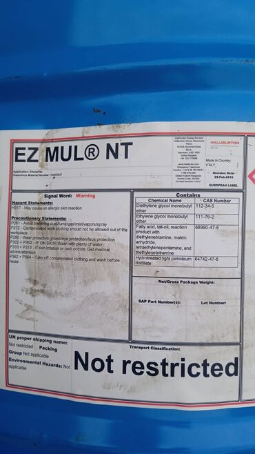 Digər tikinti materialları: Halliburton şirkətinin istehsalı olan EZ MUL® NT emulsiyası