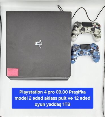 домашний кинотеатр sony: 09.00 Praşifka Playstation 4 pro 1 TB 2 ədəd Aklass pult və 12 ədəd