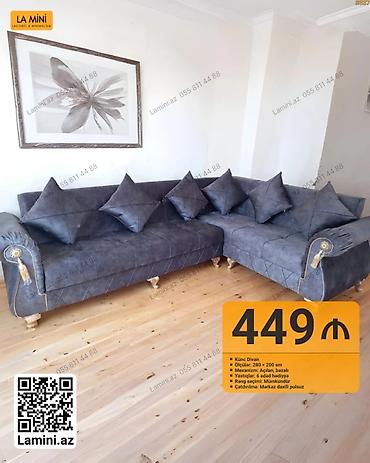 Məhsul: Künc divan - Ölçü: 280 × 200 sm - Mexanizm: Açılan, bazalı -
