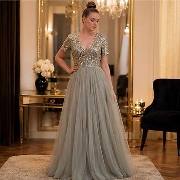 pepco nova godina: Maya deluxe tall dugačka svečana haljina u boji kadulje (sage green) — 1