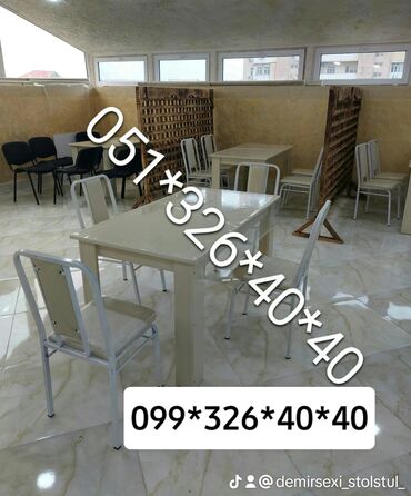 Bağ, çöl masa və oturacaq dəstləri: Yeni, Dördbucaq masa, 4 stul, Açılmayan, Stullar ilə, Metal, Azərbaycan — 24