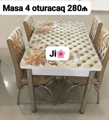 Masa və oturacaq dəstləri: Mətbəx üçün, Yeni, Açılan, Dördbucaq masa, 4 stul — 11