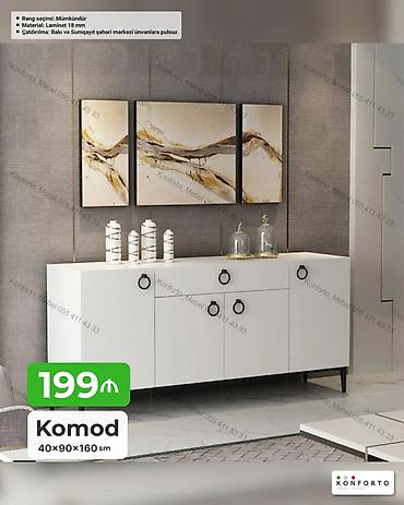 Komodlar: Ağ rəngli komod – müasir minimal dizayn Ölçülər: 40 × 90 × 160 sm — 1