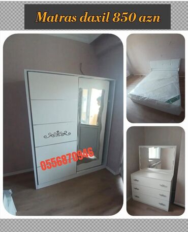 Yataq otağı dəstləri: İkinəfərlik çarpayı, Termo, Dolab, 2 tumba, Azərbaycan, Yeni — 7