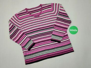 Sweter, 3XL (EU 46), wzór - Linia, kolor - Purpurowy