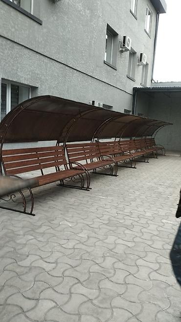 Скамейки: Скамейка Металл, Со спинкой, С крышей — 3