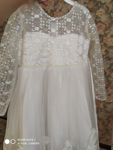 узбекские платья: Детское платье, цвет - Белый, Б/у