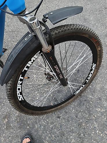 velo mtb: Sport Time dağ velosipedi - Çərçivə: yüngül alaşımlı, mavi rəng, düz — 4