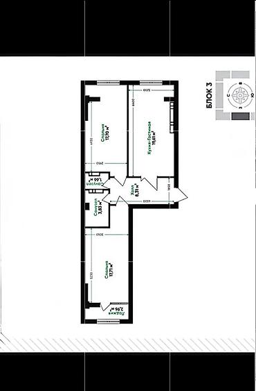 artwin: 2 комнаты, 72 м², Тунгуч мкр Элитка, 11 этаж, ПСО (под самоотделку) — 4