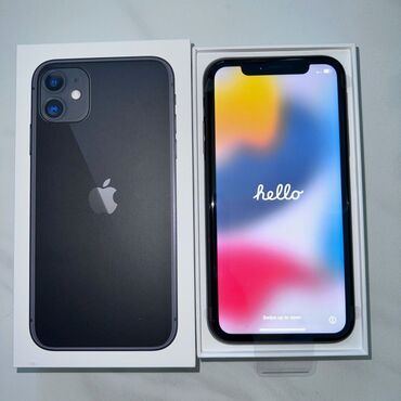 Apple iPhone: IPhone 11, 128 GB, Qara, Zəmanət, Face ID, Sənədlərlə