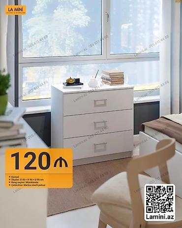 Komodlar: Məhsul: 3 çekmecəli komod - Ölçülər: D 40 × H 90 × U 90 sm - Rəng — 1