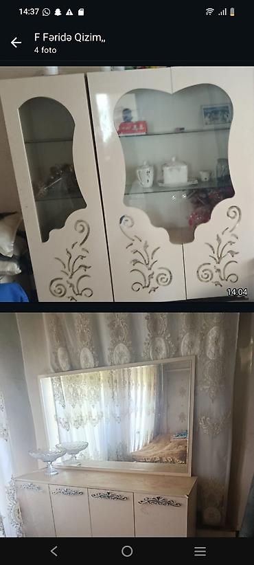комод в спальню: Ağ rəngdə klassik üslubda mebel dəsti. Tərkibi: - Sürgülü dolab: 2 — 3