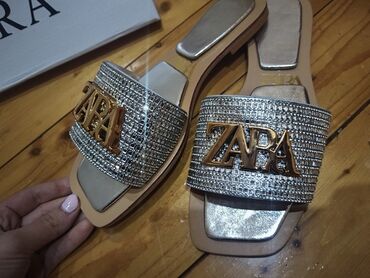 Basanoşka və səndəllər: Zara, Ölçü: 36, rəng - Gümüşü, Yeni