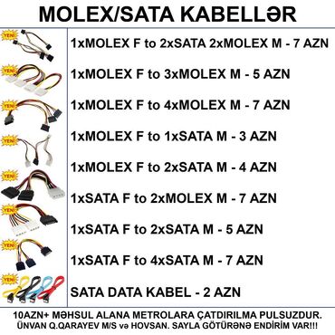 card reader: ⭐1xMolex Female to 3xMolex Male – 5 AZN ⭐1xMolex Female to 4xMolex