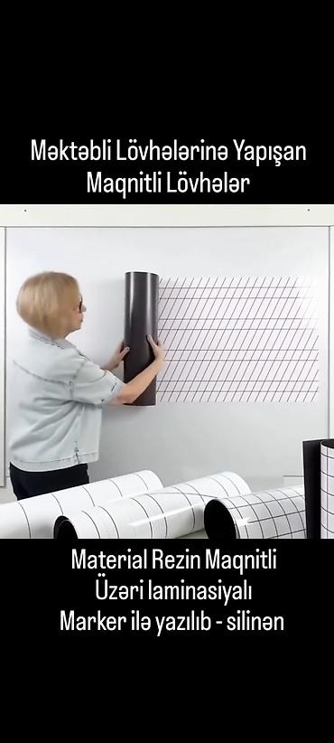 Reklam lövhələri: Maqnitli Lövhələr məktəb və ofis üçün. ölçü: 1metr x 70sm. Marker ilə — 2