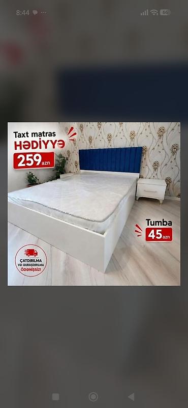 bal: Mebel dəsti: Taxt + matras və tumba - Taxt: ağ korpus, sadə və möhkəm — 1