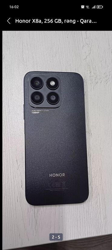 honor 30: Honor X8, 256 GB, rəng - Qara, Zəmanət, Barmaq izi, İki sim kartlı